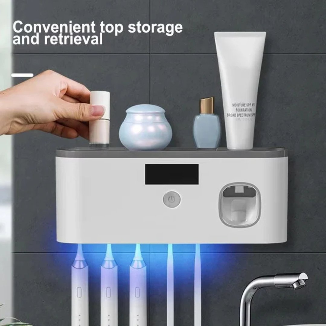Solivra™ | Porte-brosse mural avec stérilisation UV, Propre et Bien Organisé