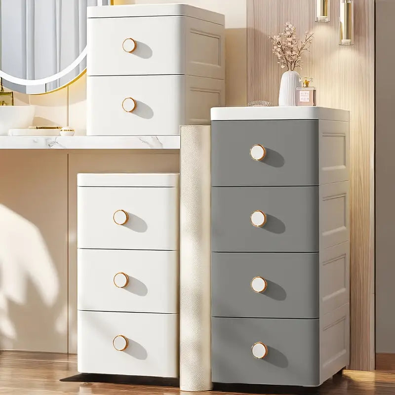 Soleva™ | Armoire de Salle de Bain Profonde avec Tiroirs & Roulettes, Colonne Gain de Place