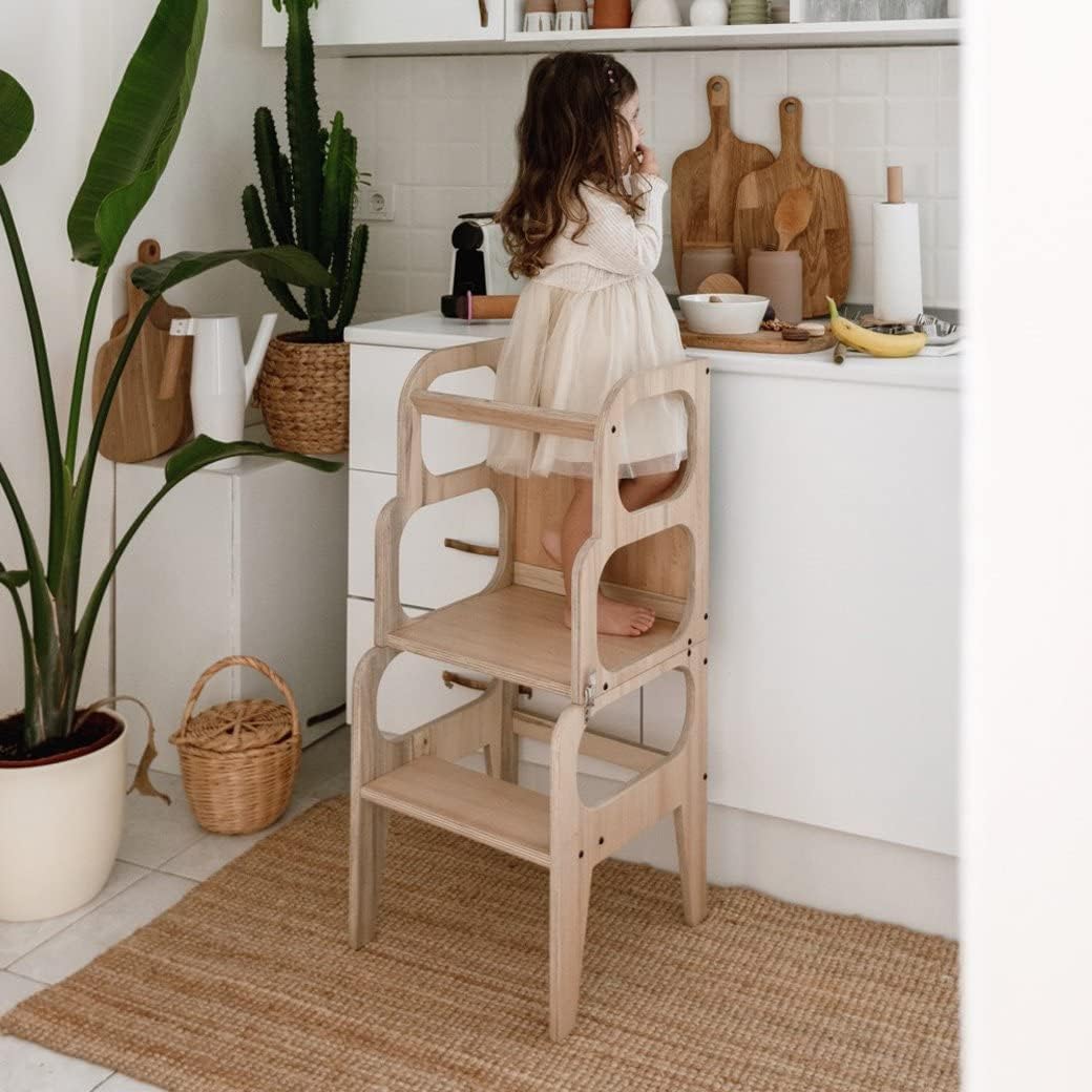 Kidspire™ | Tour d’Apprentissage 3-en-1, Tabouret de Cuisine, Table Créative & Tableau