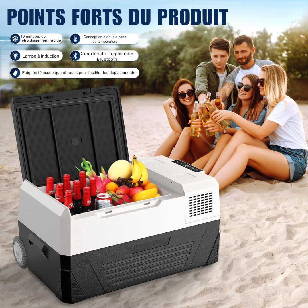 Frostigo™ | Glacière Frigo Voiture 38L, Double Alimentation 12/24V & 100-240V, Contrôle App, -20℃ à 20℃
