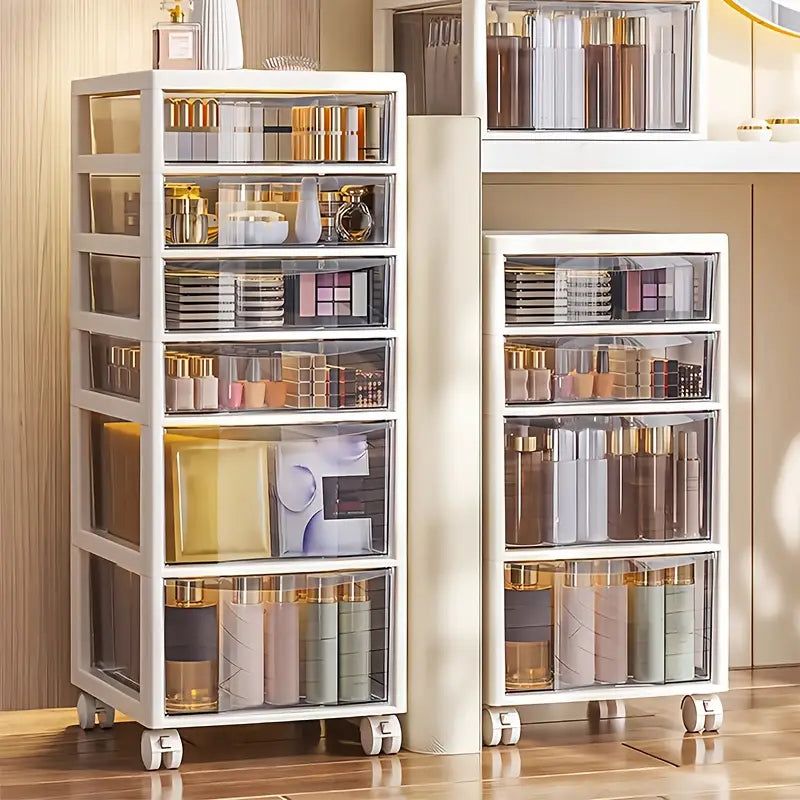 Clairora™ | Étagère Mobile Polyvalente avec Tiroirs et Roulettes